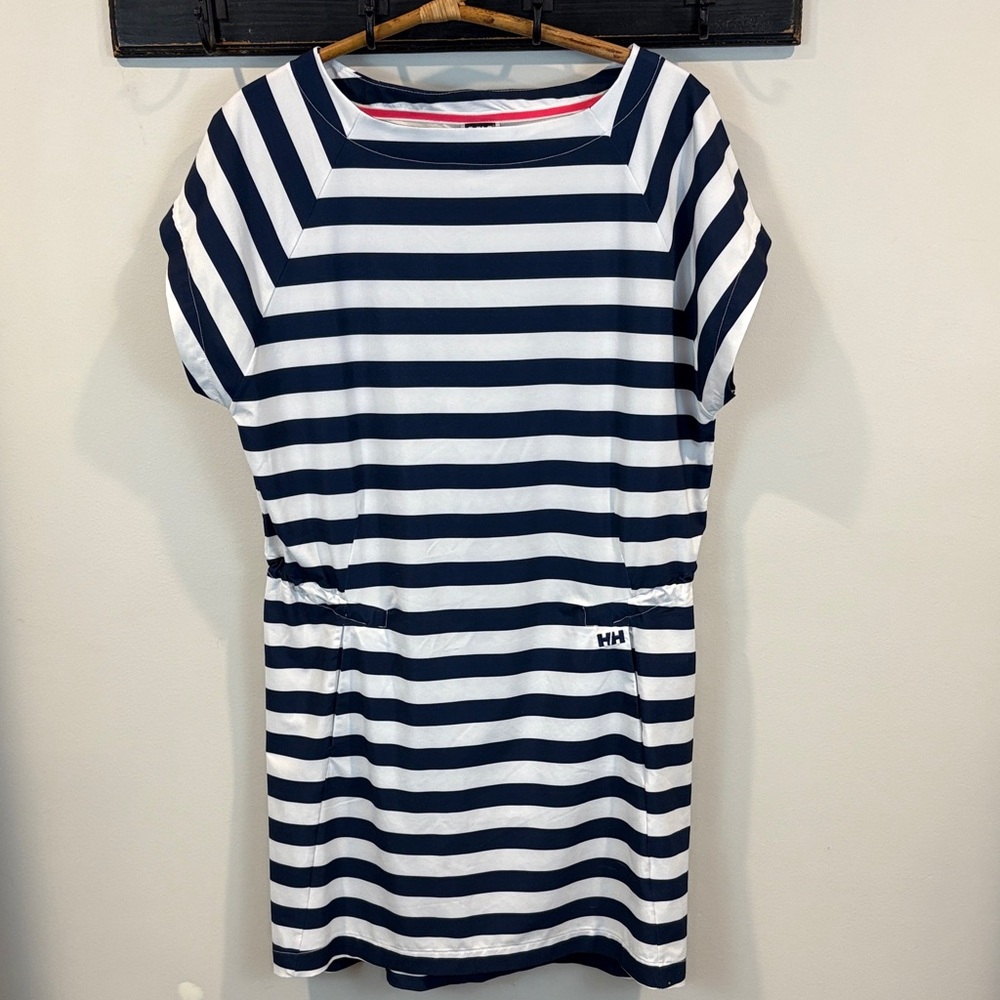 Helly Hansen Thalia Nautical Striped Cinch Waist Coastal Resort Dress Size M